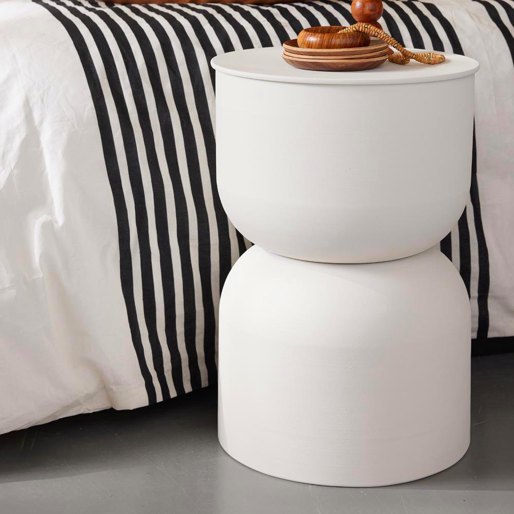 Taburete Redondo Nantes de Metal 30 x 30 x 46 cm Color Beige