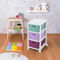 Cajonero 3 Gavetas Multicolor Rosada