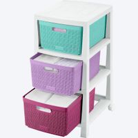 Cajonero 3 Gavetas Multicolor Rosada