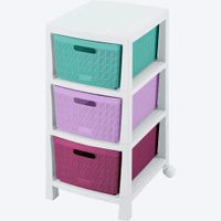 Cajonero 3 Gavetas Multicolor Rosada