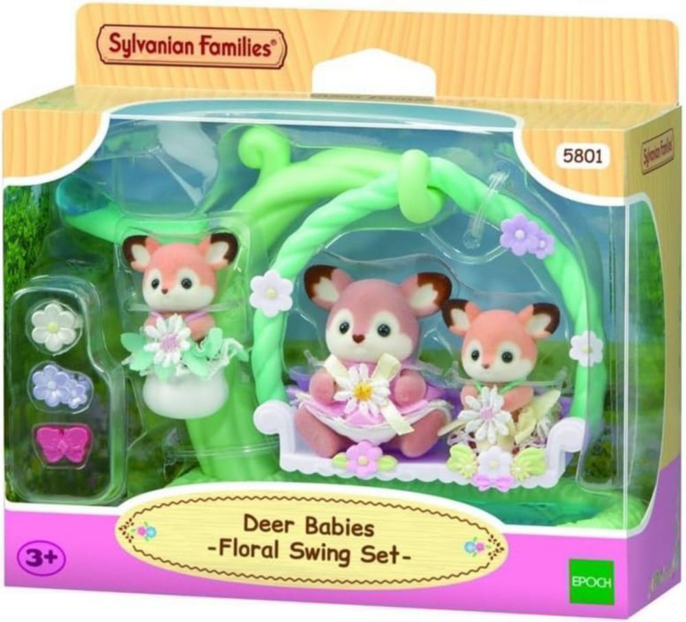 Set de Figuras Sylvanian Families Bebés Ciervo en el Columpio de 7 Piezas Sylvanian Famili…