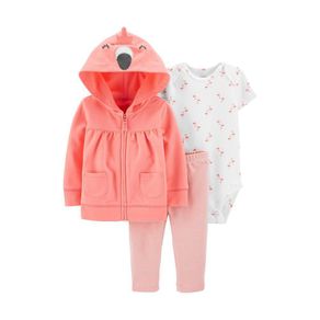 Cárdigan Diseño 3D de Flamíngo Pantalón y Body Para Niña - Varias Tallas