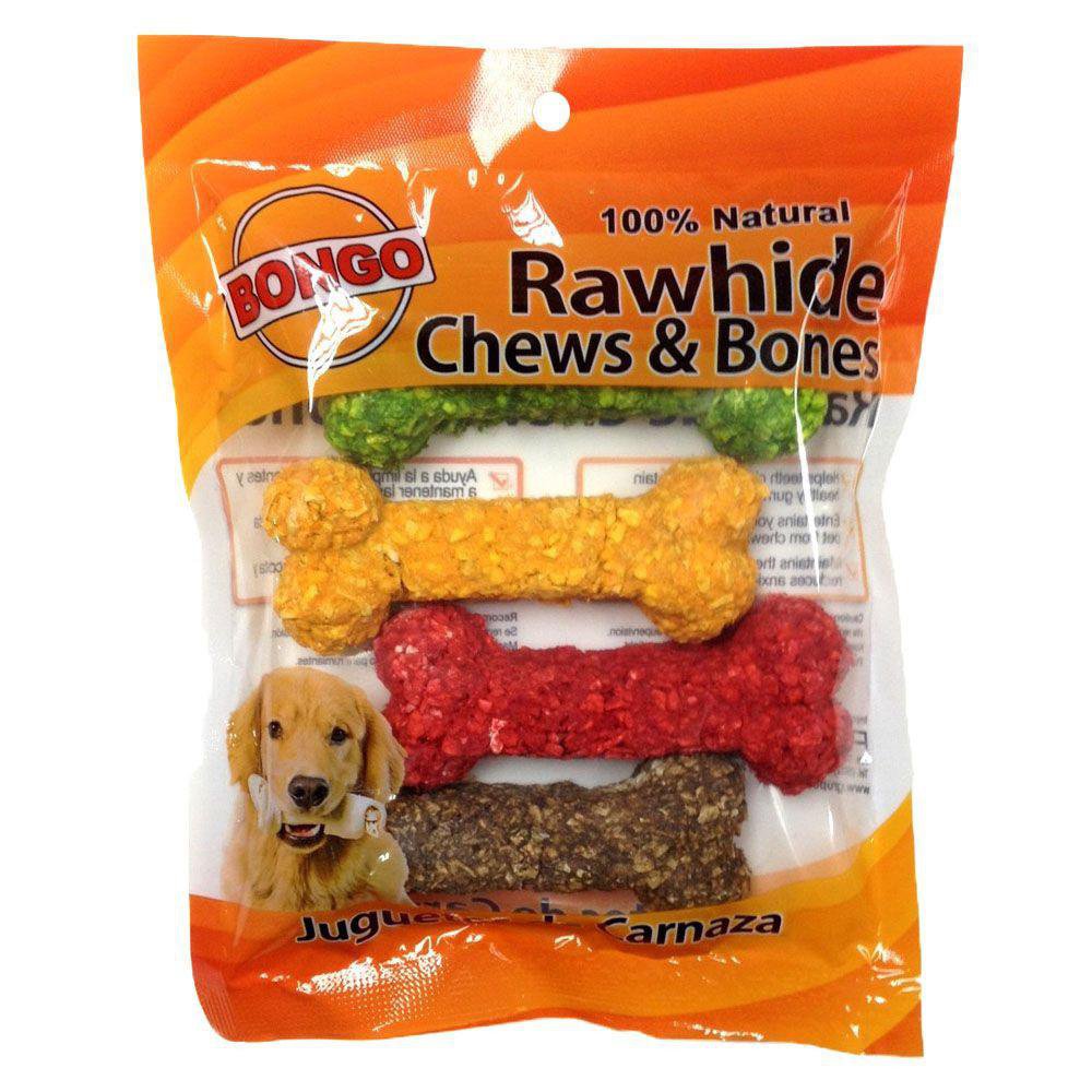 Hueso de Carnaza Natural Extruida para Perro Varios Colores Bolsa con 4 Unidades
