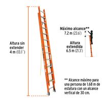 Escalera de Extensión Fibra de Vidrio con 24 Peldaños
