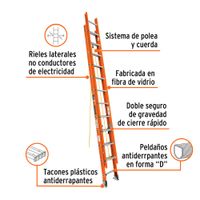 Escalera de Extensión Fibra de Vidrio con 24 Peldaños