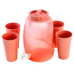 Set Refresquera y 4 Vasos Rosa Glitter