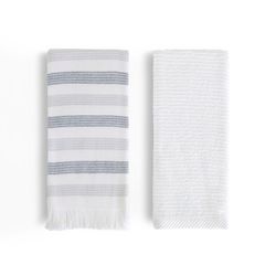 Set de 2 Toallas de Cocina Diseño Rayas Gris y Azul