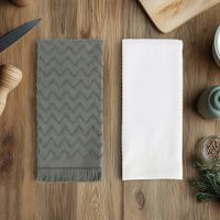 Set de 2 Toallas de Cocina Verde y Blanco
