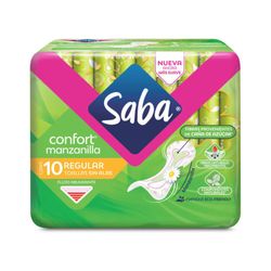 Toallas Femeninas Saba Confort Manzanilla 10 Pzas