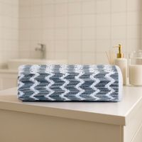 Tolla de Mano Diseño Zigzag Blanca y Azul