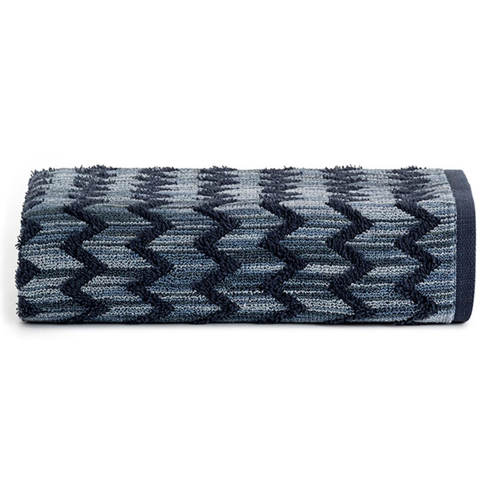 Toalla de Mano 90 x 50 cm Color Azul Diseño Zigzag