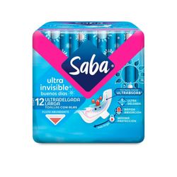 Toallas Femeninas Saba Ultra Invisible Larga 12 Pzas