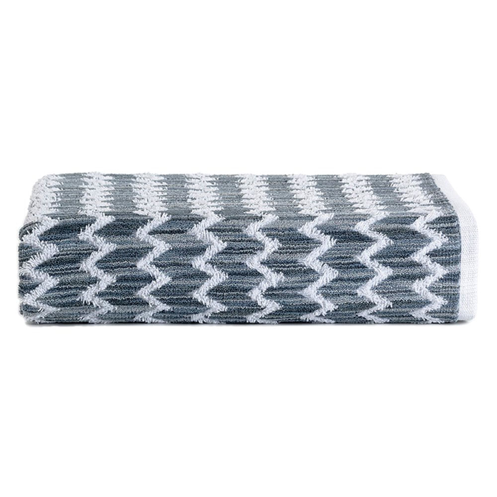 Toalla de Baño 70 x 140 cm Color Blanco Diseño Zigzag Toalla de Bano Zigzag Blanca