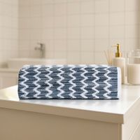 Toalla Extra Playa Zigzag Blanca con Azul