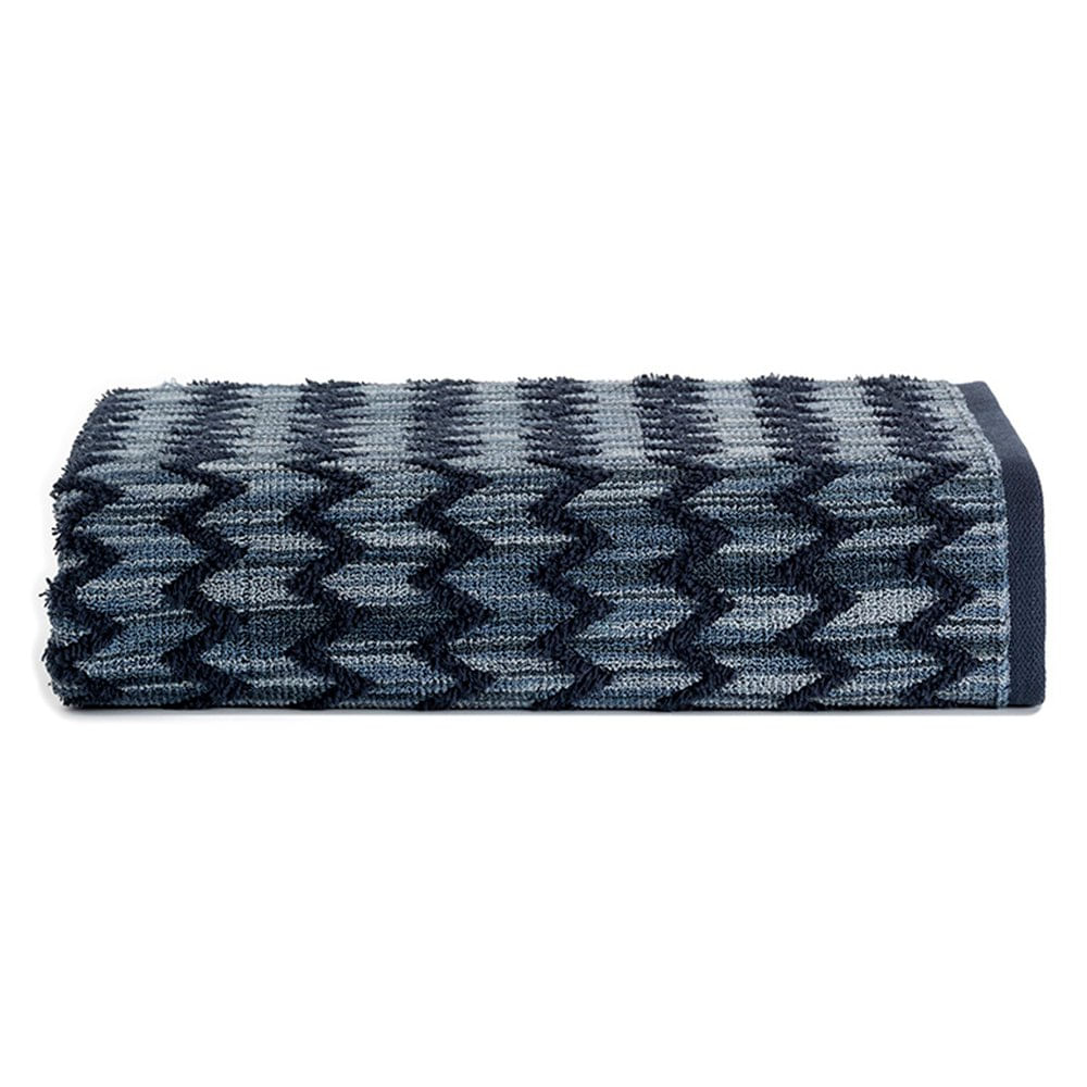 Toalla de Baño 70 x 140 cm Color Azul Diseño Zigzag