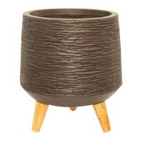 Maceta Redonda con Patas de Madera 35x29 CM