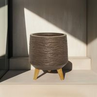 Maceta Redonda con Patas de Madera 35x29 CM