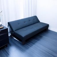 Sofá Cama Negro Cuero Sintético