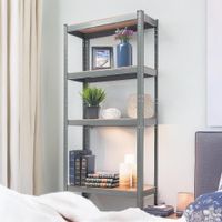 Estante Metálico con Madera 4 Niveles Gris