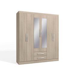 Armario Lory con 6 Puertas y 2 Gavetas Almendra
