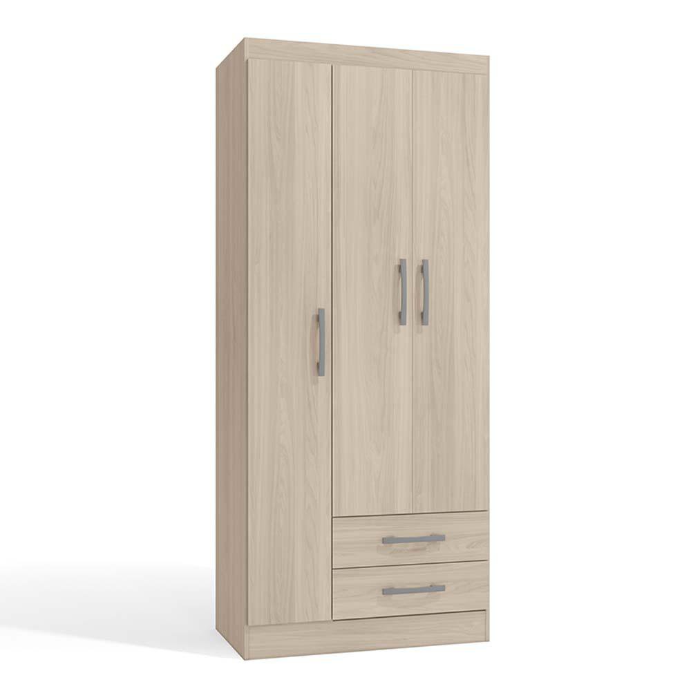 Armario Almy 3 Puertas 2 Gavetas 78 x 45 x 182 cm Color Almendra