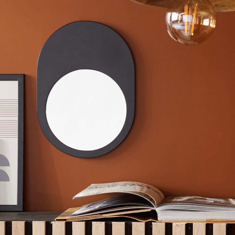 Espejo de Pared Marco de Madera 23 x 32 cm Ovalado Reglisse Cinnamon Color Negro