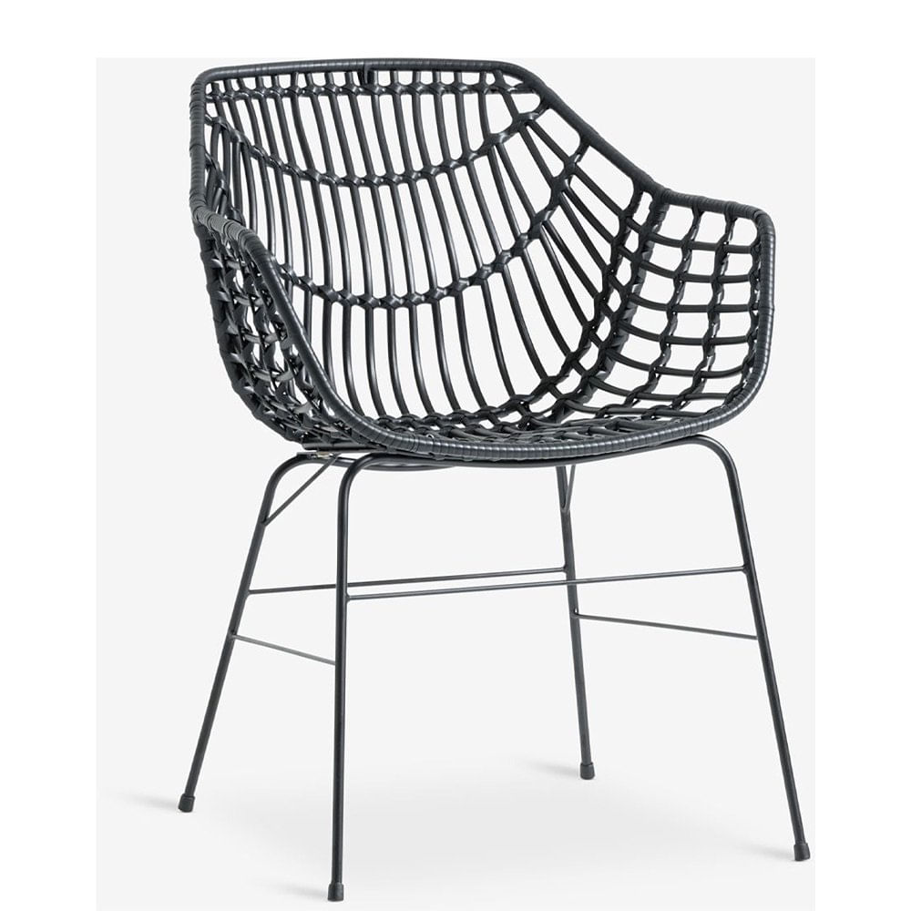 Silla Duna Negra con Brazos para Exterior e Interior Moderno Silla con Brazos Duna Color Negro
