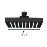 Regadera Cuadrada Abs Negro Mate sin Brazo 6 Plg - Foset