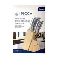 Set de Cuchillos 7 Piezas con Base de Madera