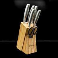 Set de Cuchillos 7 Piezas con Base de Madera