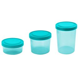 Set 3 Cilindros Plásticos con Tapa Celeste
