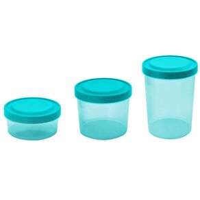 Set 3 Cilindros Plásticos con Tapa Celeste