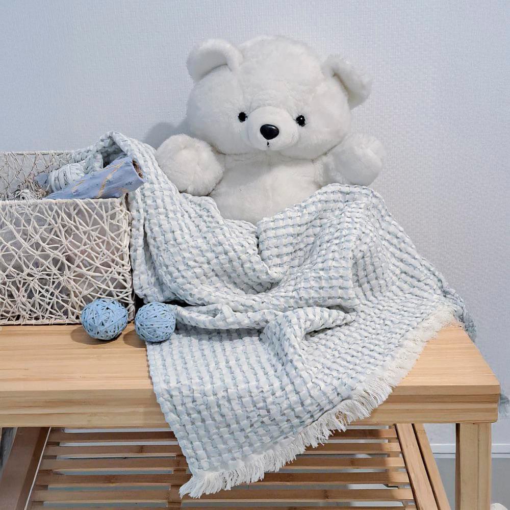 Throw Waffle de 75 x 100 Cm Color Celeste Manta Waffle Celeste