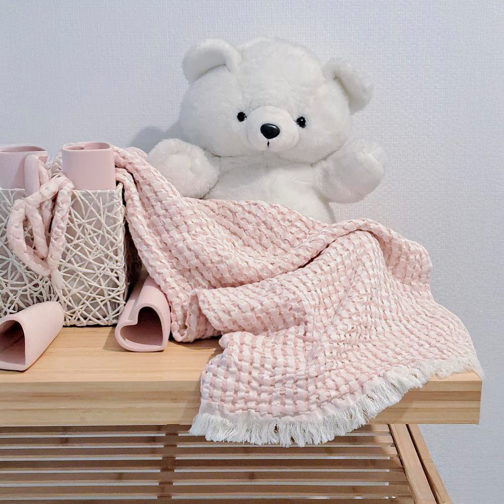 Throw Waffle de 75 x 100 Cm Color Rosado Manta Waffle Rosada