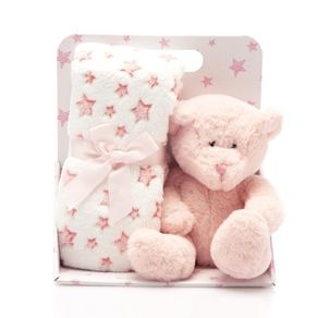 Frazada con Peluche de Estrellas Rosada