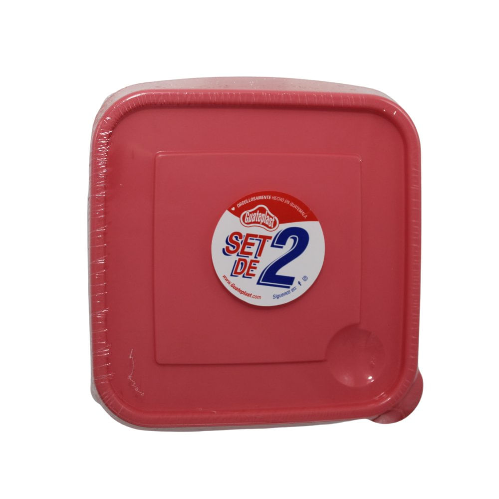 Set de 2 Contenedores Cuadrados de 3.5 Tazas Color Rojo