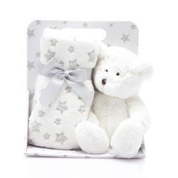Frazada con Peluche de Estrellas Gris