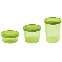 Set 3 Cilindros Plásticos con Tapa Verde