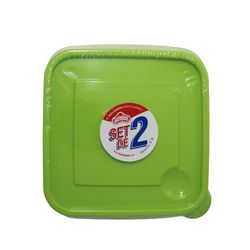 Set 2 Tazones Cuadrados Plásticos 3.5 Tz Verde