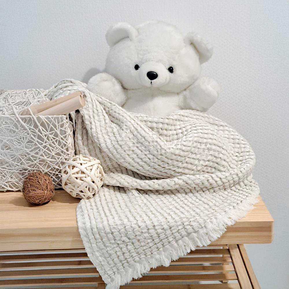 Throw Waffle de 75 x 100 Cm Color Beige Manta Waffle Beige