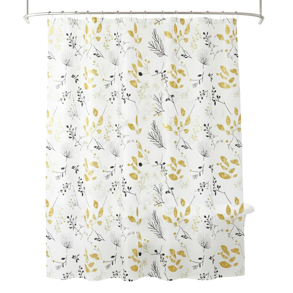 Cortina de PEVA para Baño Diseño Amarillo Floral con Ganchos Cortina de Baño 177 x 183 cm de PEVA Diseño Floral Amarillo