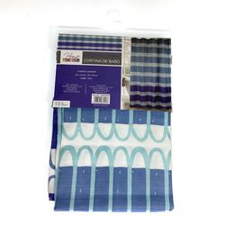 Cortina de Baño Tela con Ganchos Azul 178 X 183 Cm