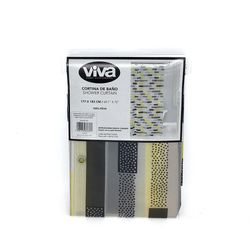 Cortina de Baño Transparente Peva Gris y Amarillo 177 X 183 Cm