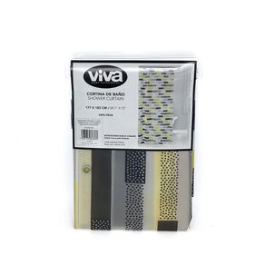 Cortina de Baño Transparente Peva Gris y Amarillo 177 X 183 Cm