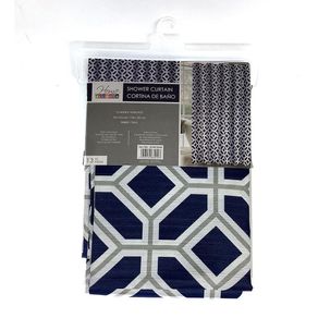Cortina de Baño Tela Estampado Azul 178 X 183 Cm