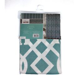 Cortina de Baño Tela Estampado Turquesa 178 X 183 Cm