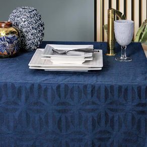 Mantel Cuadrado 240X240 Cm Azul con Diseño Geométrico