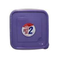 Set 2 Tazones Cuadrados Plásticos 3.5 Tz Morado