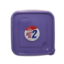 Set 2 Tazones Cuadrados Plásticos 3.5 Tz Morado