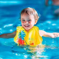 Chaleco Salvavidas Inflable Amarillo con Diseño Tropical